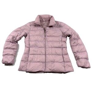 Uniqlo Ultra Light Down Jacket Womens Pink Zip Nylon Blend Packable Pockets XS
